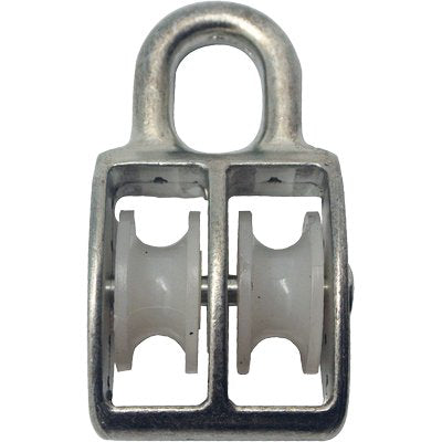 PULEGGIA NYLON DOPPIA SELF - OCCHIOLO NICHELATO D.MM 80
