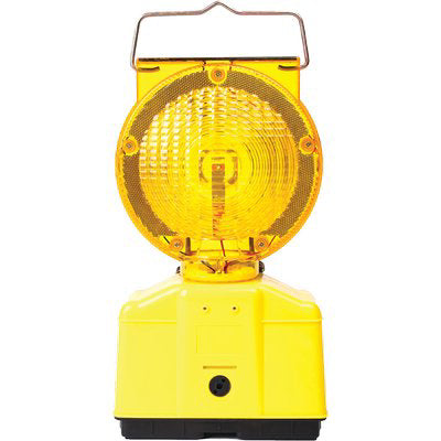 LAMPEGGIATORE CANTIERE SOLARE + BATTERIA - LUCE LED GIALLO POSTO 2 BATTERIE