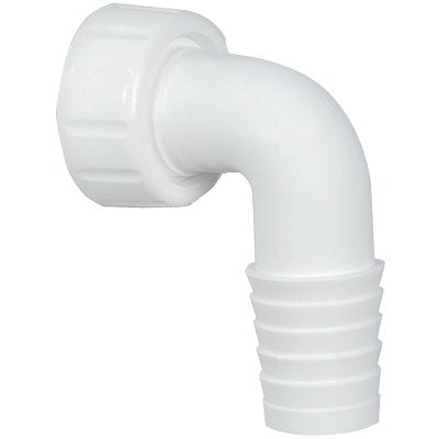 PORTAGOMMA CURVO + GHIERA SCARICO LAVATRICE - PP BIANCO MM 17/22X1"F