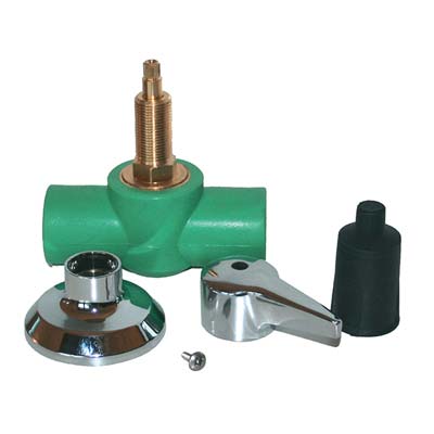RUBINETTO ARRESTO + LEVA PPR A SALDARE - VERDE MM 20