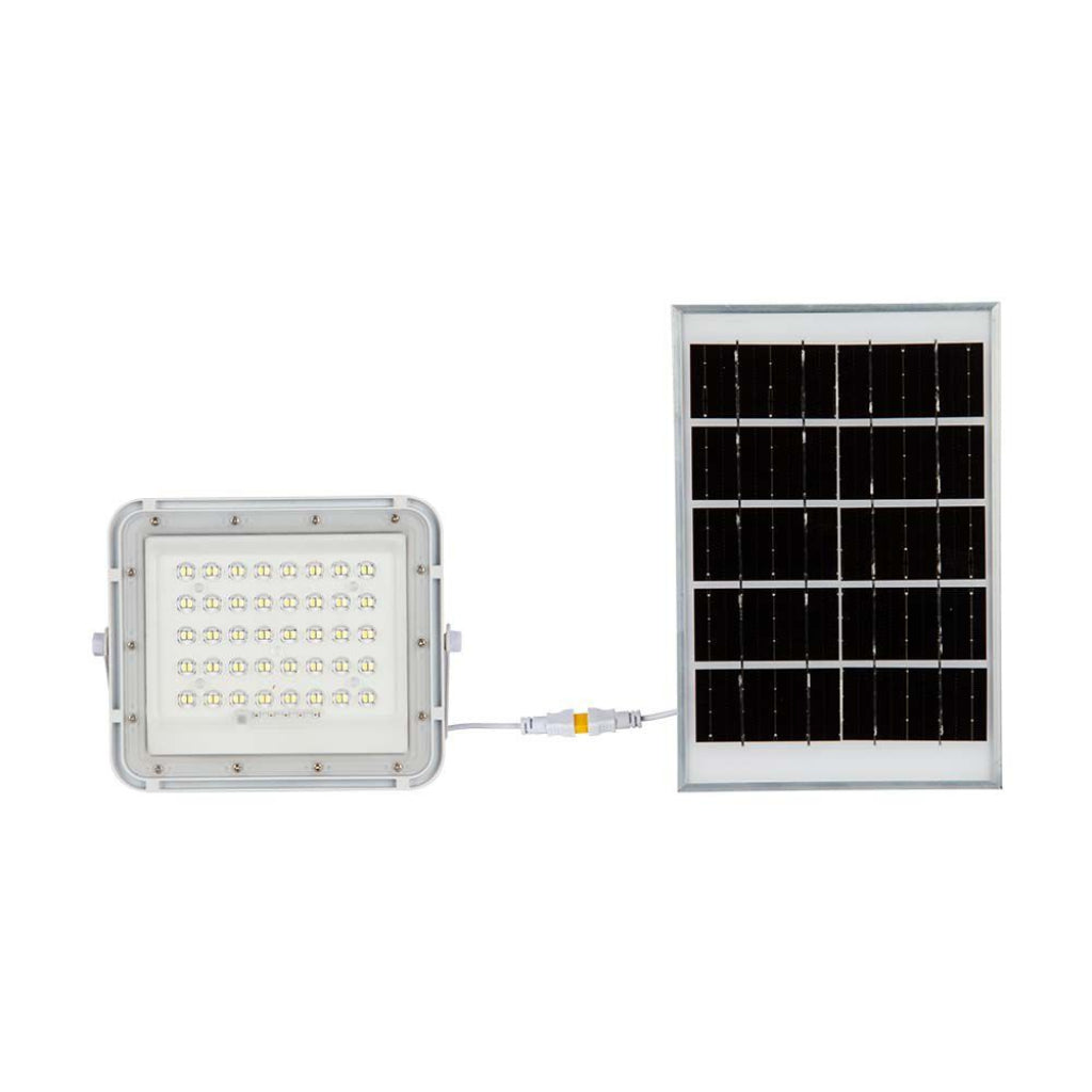 10W LED Solar Floodlight 6400K Replaceable Battery 3m Wire White Body