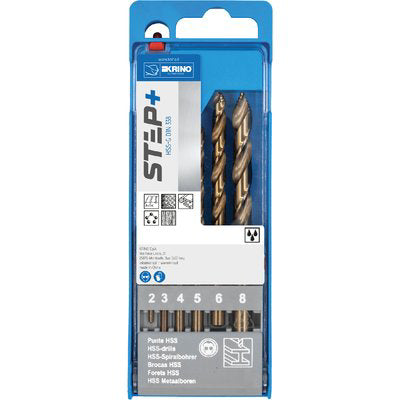 PUNTA TRAPANO HSS-G STEP+ 01401 ASTUCCIO KRINO - MM 2,0/8,0 CF=PZ 6