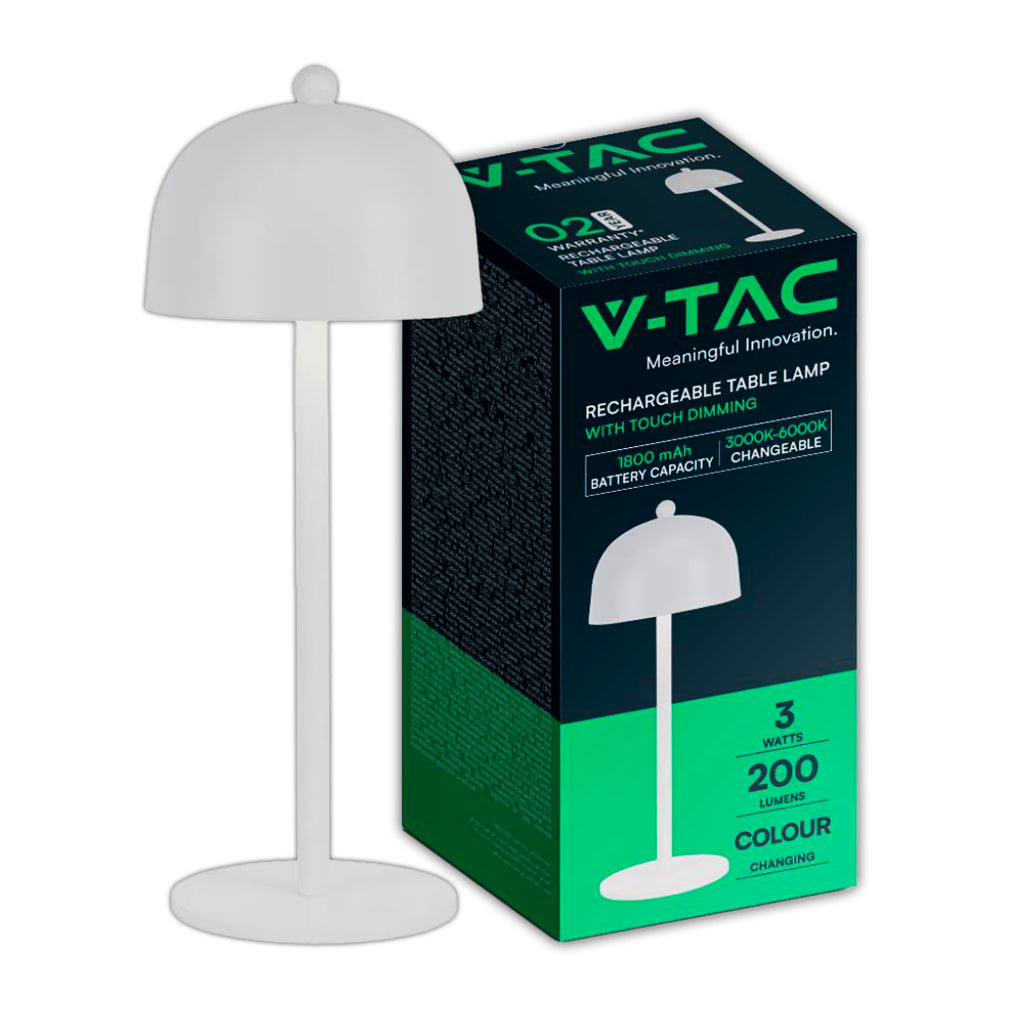 LED Table Lamp 1800mAH Battery 115*300 3IN1 White Body
