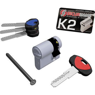 MEZZO CILINDRO SAGOMATO K2 3200-M SECUREMME - CROMO SATINATO CHIAVI 3 MM 40 30+10