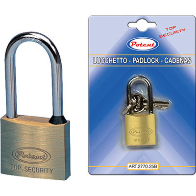 LUCCHETTO ARCO MEDIO 2700B POTENT - OTTONE ARCO CROMATO CHIAVI 2 MM 50