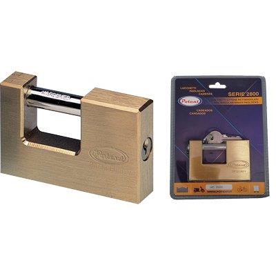 LUCCHETTO RETTANGOLARE 2800B POTENT - OTTONE SATINATO CHIAVI 2 MM 50