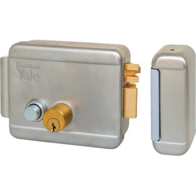 SERRATURA CANCELLO APPLICARE ELETTRICA 688 YALE - ZINC C.TONDO FISSO+SCR+PULS+TETT E.MM 60 DX