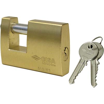 LUCCHETTO RETTAGOLARE 21610 LOGO - OTTONE SATINATO CHIAVI 2 MM 50