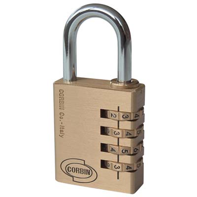 LUCCHETTO A COMBINAZIONE YALE/CORBIN - OTTONE ARCO CROMATO MM 40
