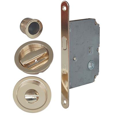 SERRATURA PORTA SCORREVOLE BON BONAITI - NICCHIE TONDE E.MM 50 B.TONDO OTTONE LUCIDO