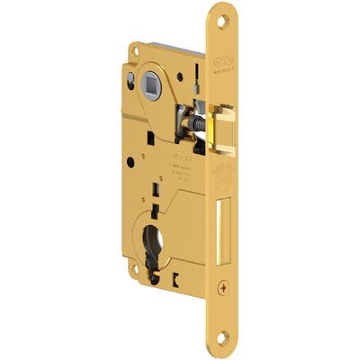 SERRATURA LEGNO INFILARE CENTRO AGB - B.T OTTONATO F.MM 22 F.SAGOM M2+SCR+Q8 E.MM 50