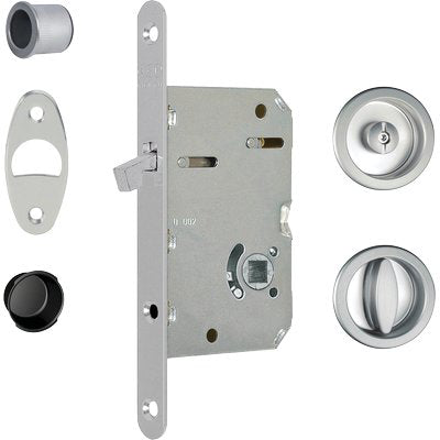 SERRATURA PORTA SCORREVOLE SCIVOLA TRE AGB - NICCHIE TONDE E.MM 50 B.TONDO CROMATO OPACO