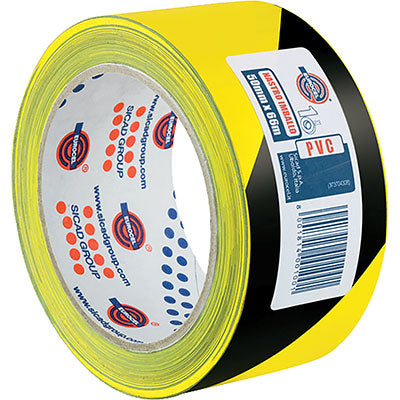NASTRO SEGNALETICO ADESIVO 350 GN EUROCEL - PVC GIALLO/NERO MM 50 ML 66