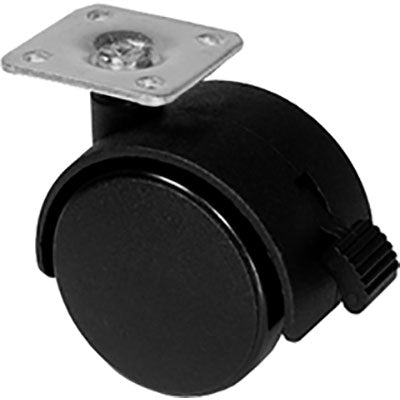RUOTA X MOBILI DOPPIA + FERMO - NYLON NERO D.MM 50 KG 45 P.MM 38X38