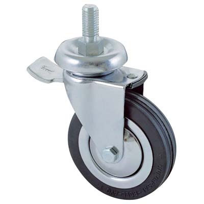 RUOTA A FORCELLA GIREV P.FILETT +FERMO 155BISB AVO - A/CROMATO/GOMMA NERA D.MM 60X24 F.MA 10X30