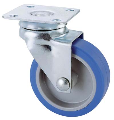 RUOTA A FORCELLA GIREVOLE 221 AVO - A/ZINCR/GOMMA BLU P.MM 40X40 D.MM 50X18