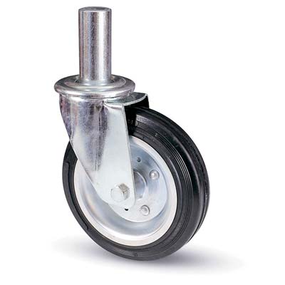 RUOTA A FORCELLA TUBI INNOCENTI 80BI AVO - A/ZINCR/GOMMA NERA MM 200X50 PERNO GIR MM 40X190