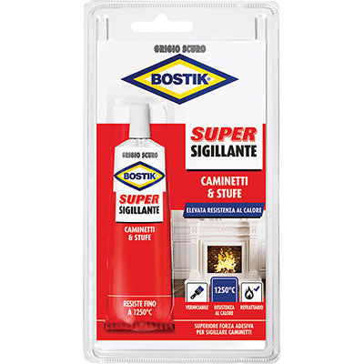 MASTICE REFRATTARIO CAMINETTI STUFE TUBETTO BOSTIK - GRIGIO SCURO GR 100