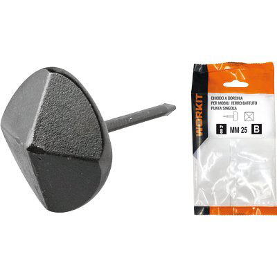 CHIODO A BORCHIA PUNTA SINGOLA SELF WORKIT - X MOBILI FERRO BATTUTO MM 25 CF=PZ 4