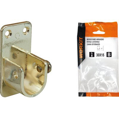 REGGITUBO ARMADIO OVALE LATERALE SELF WORKIT - ZAMA OTTONE LUCIDO TUBO MM 30X15 CF=PZ 2