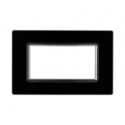 ETTROIT PLACCA IN VETRO 4 MODULI - SERIE SPACE - NERO (LN84402) Compatibile BTicino Living