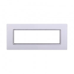 ETTROIT PLACCA IN VETRO 7 MODULI - SERIE SPACE - BIANCO (LN84701) Compatibile BTicino Living