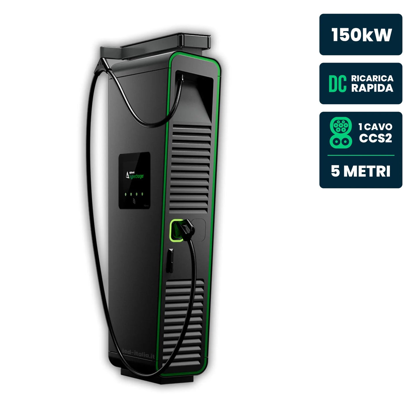 Hypercharger DC 150kW Cavo 5m IP55 IK10 Display Colori 15.6" e RFID