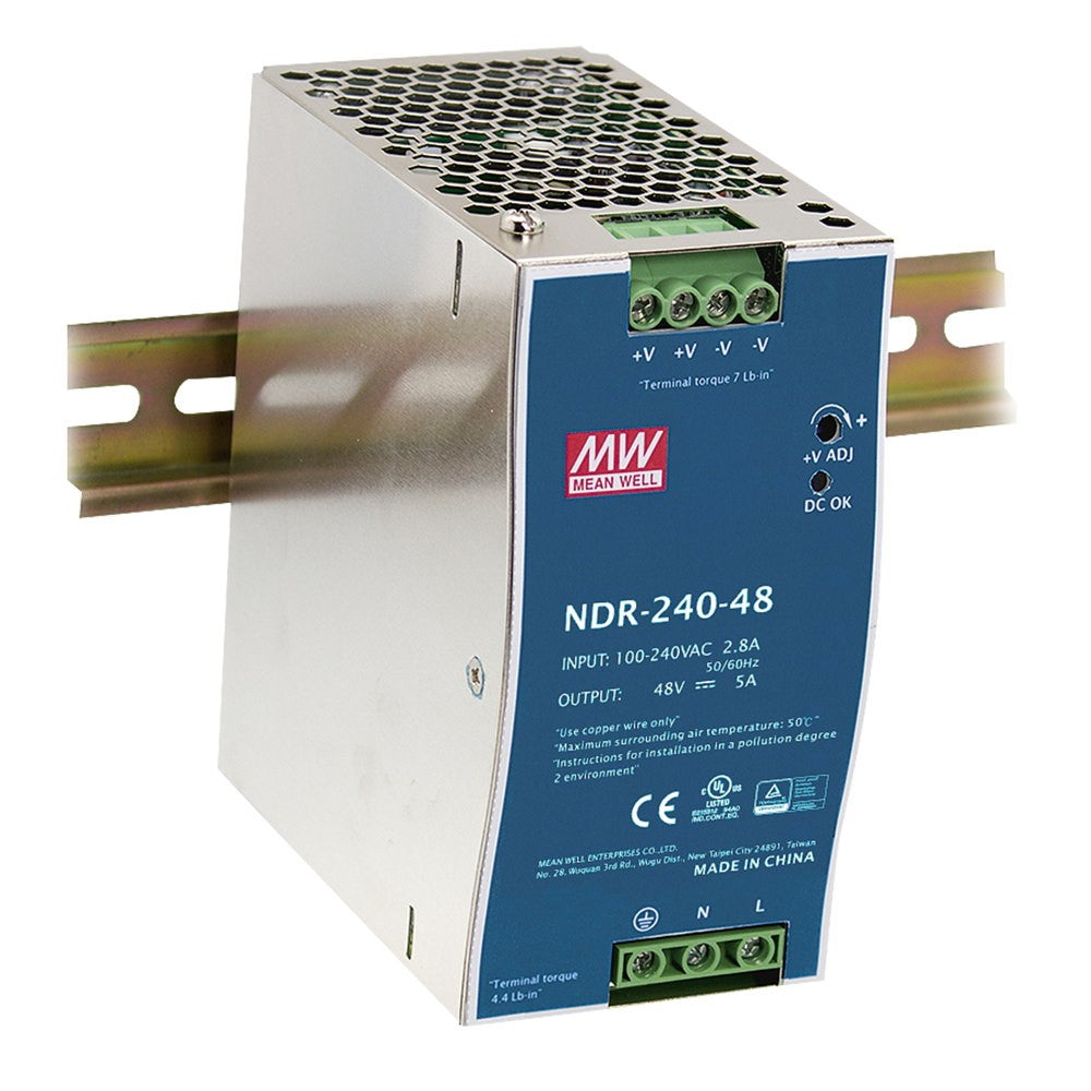 DRIVER GUIDA DIN INDUSTRIALE USCITA SINGOLA 48V 240W 5A INPUT AC90-264V DC127-370V 6,3X12,52X11,35CM