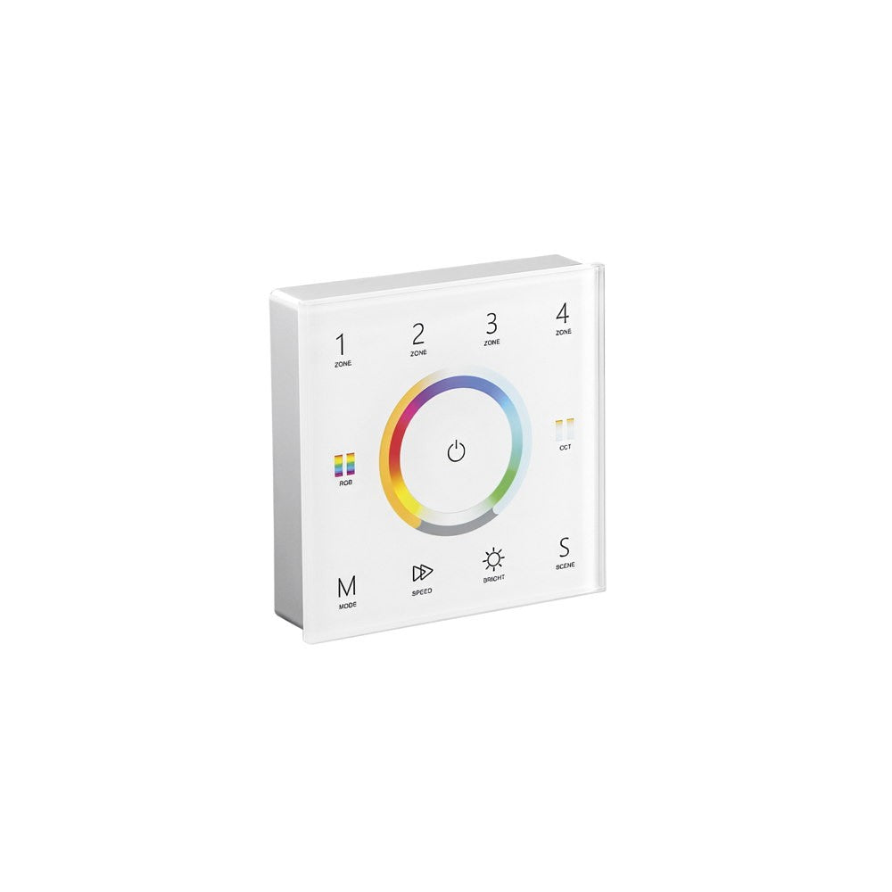 WALLPAD RF 2,4G CONTROLLO RGB/RGBW/RGB+CCT 4 ZONE 5 CANALI 8,6X8,6X3,6CM