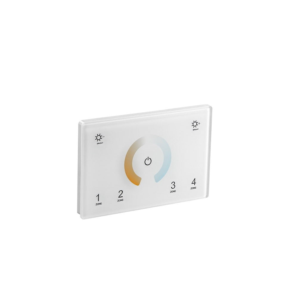 WALLPAD RF 2,4G CONTROLLO CCT BIANCO DINAMICO 4 ZONE 2 CANALI 230V COLLEGABILE CON DMX512 12X8X3,7CM