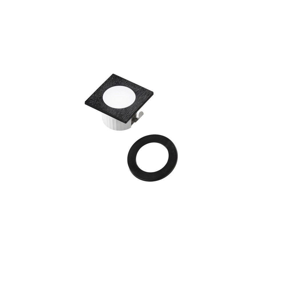 INCASSO LED DAMA NERO 3W 300LM 4000K GHIERA QUADRATA E TONDA 4,4X4,4X2,8CM