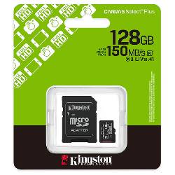KINGSTON CANVAS SELECT PLUS 128GB (SDCS3/128GB) - MICRO SD 128GB + ADATTATORE SD