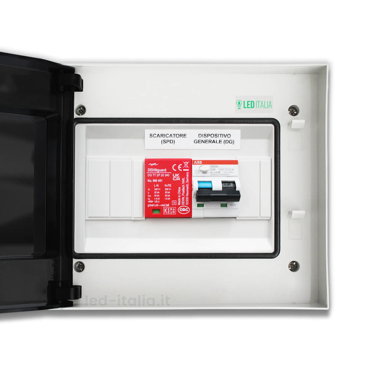 Quadro AC Monofase 4kW 20A 230V 8 Moduli Differenziale + SPD ABB / DEHN IP65