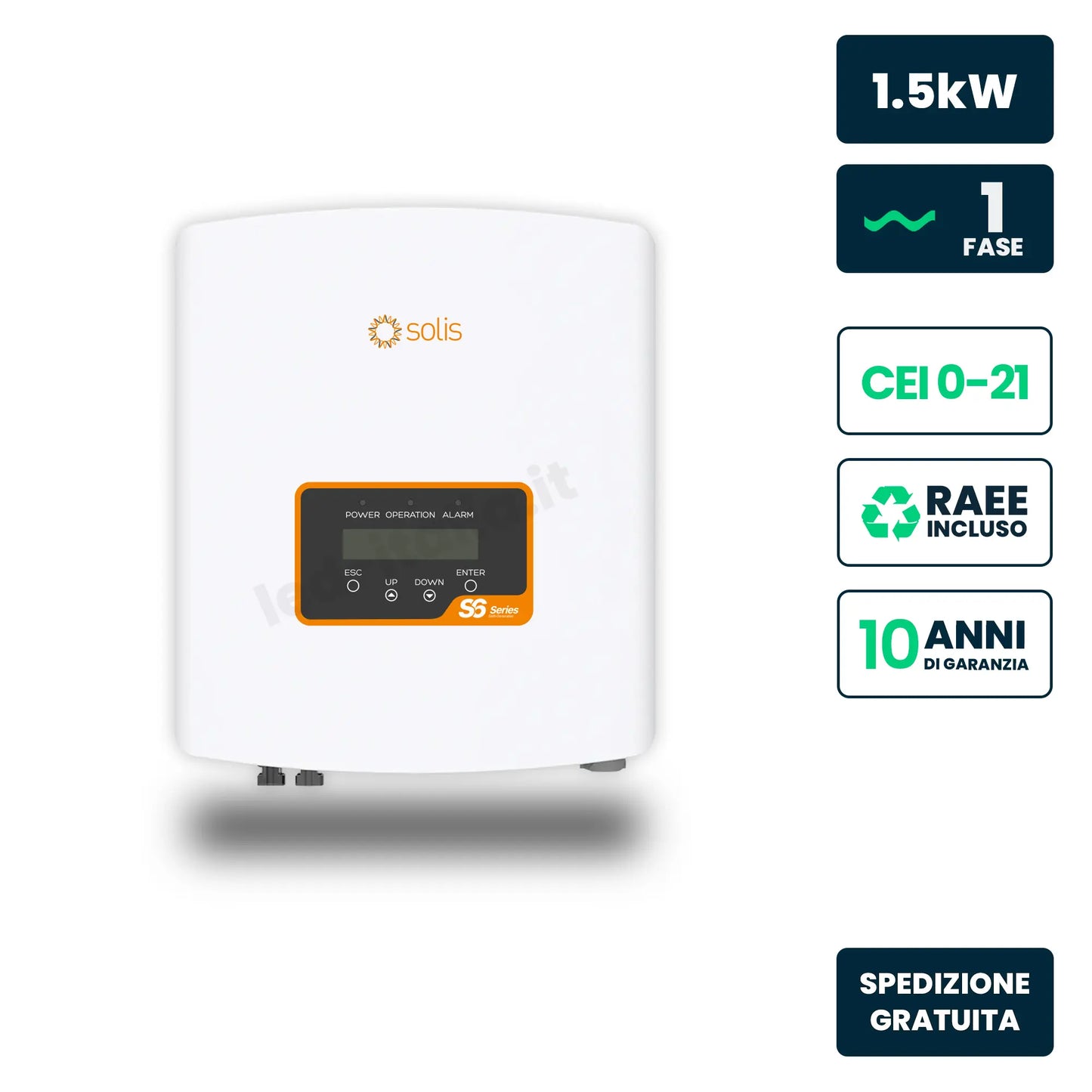 Inverter Fotovoltaico di Stringa Monofase Solis 1.5kW 1 MPPT CEI 0-21 IP66