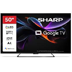 SHARP 50HR7265E - 50"" GOOGLE TV QLED 144Hz 4K AI - FRAMELESS - STAND CENTRALE - HARMAN / KARDON - DOLBY VISION DIGITAL+ / DTS HD - CHROMECAST - BLACK - IT