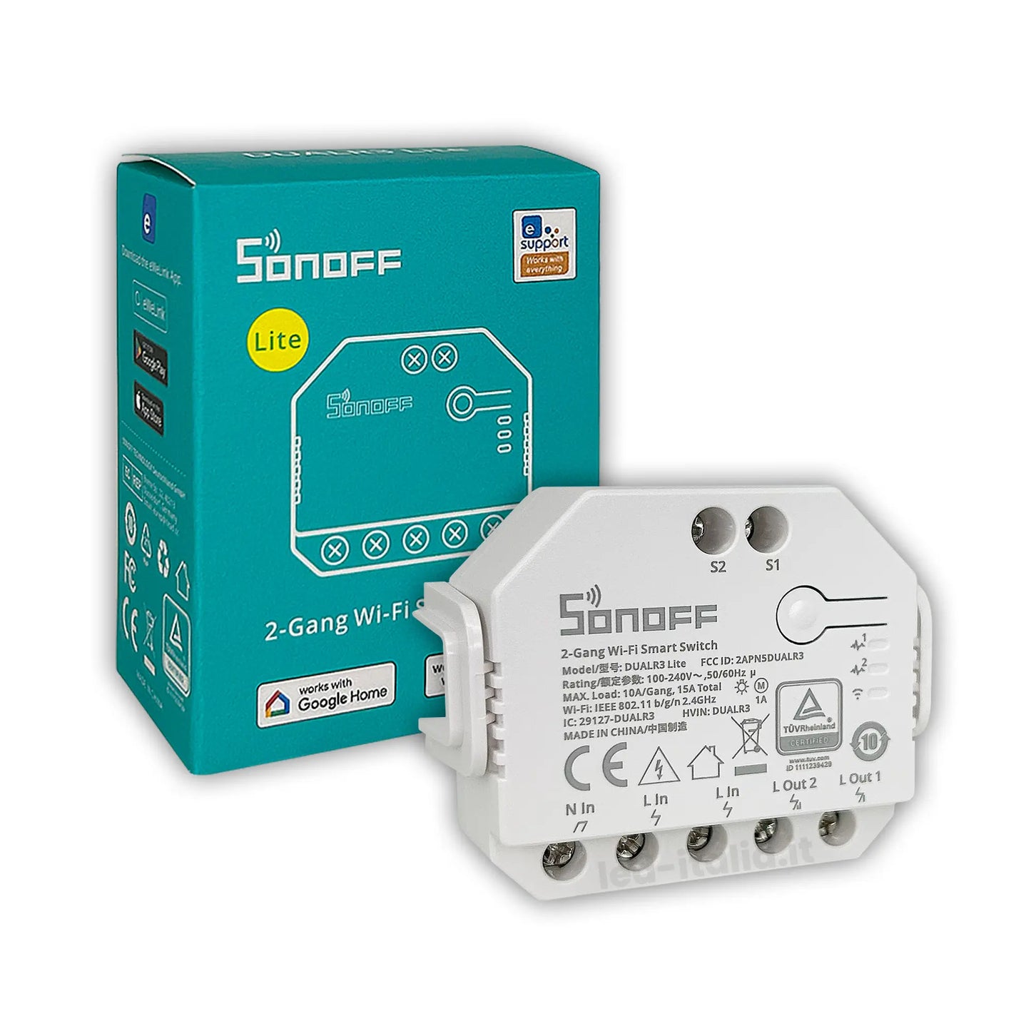 Interruttore Smart WiFi 2 Canali con possibilità per il controllo Tapparelle