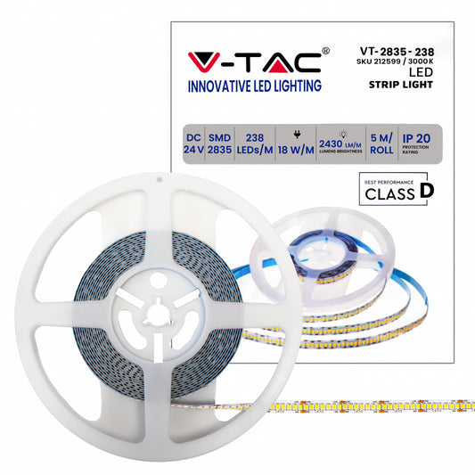 LED Strip SMD2835 - 238 LEDs 24V IP20 3000K  135LM/W