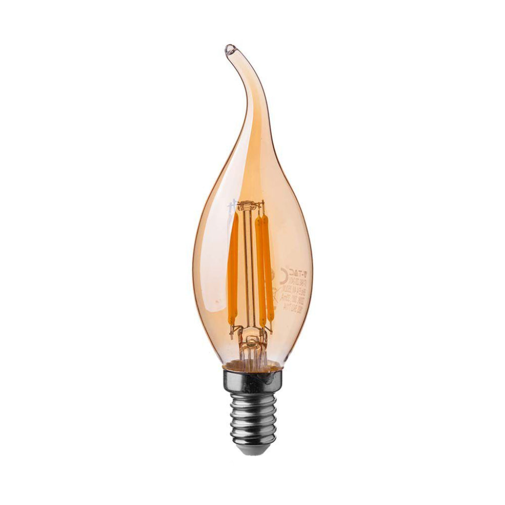 4W Candle Filament Bulb Amber Cover-Tip 2200K E14