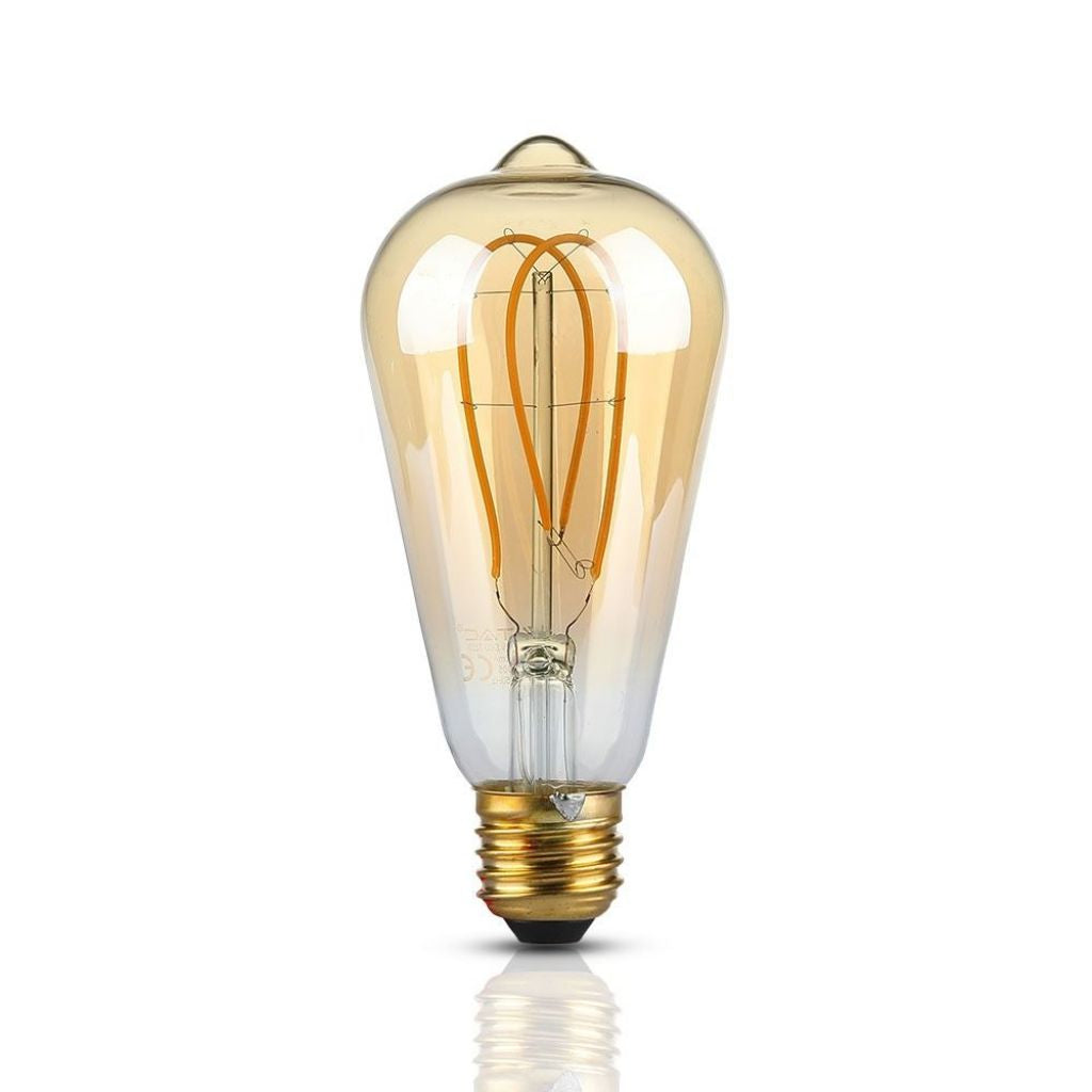 5W St64 Long Filament Bulb 1800K Amber Glass