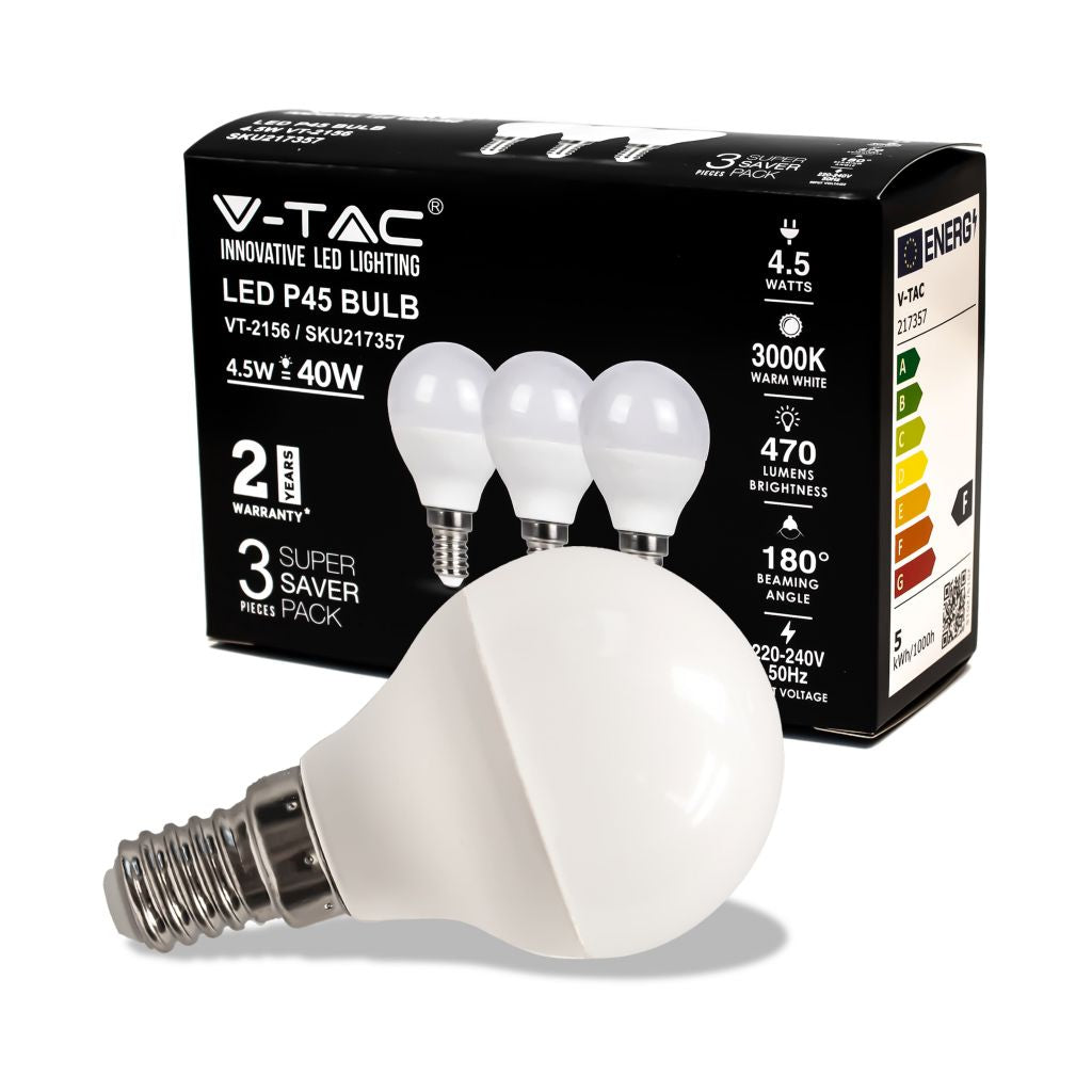 4.5W P45 PLASTIC BULBS 3000K E14 3PCS/PACK