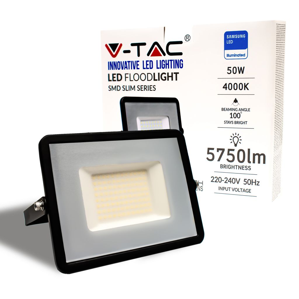 50W LED Floodlight SMD Samsung Chip G2 SLIM Black Body 4000K