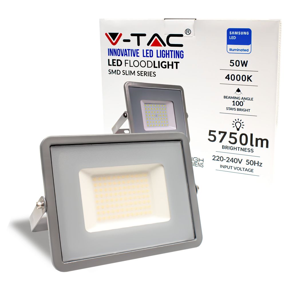 50W LED Floodlight SMD SAMSUNG CHIP G2 SLIM Grey Body 4000K
