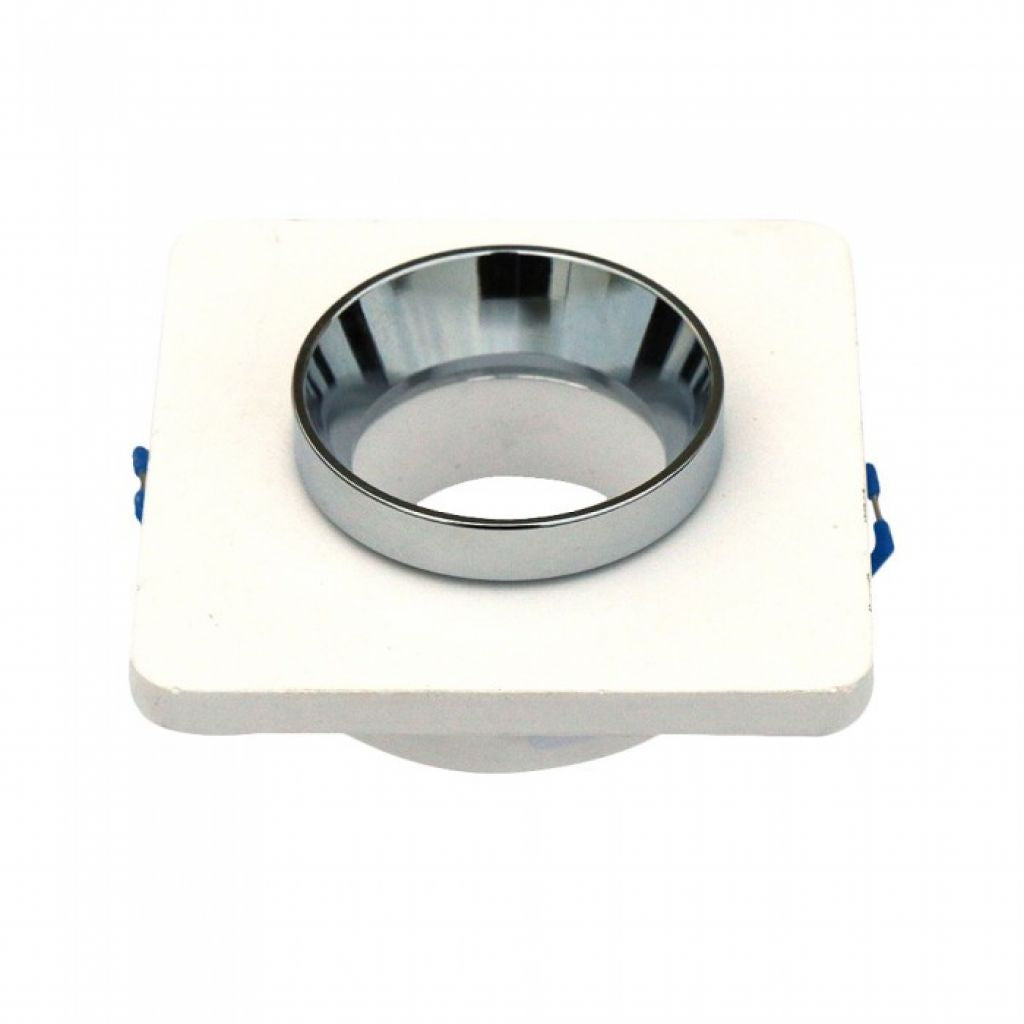 GU10 Fitting Gypsum Metal White Plaster Light With Chrome Bottom Suqre