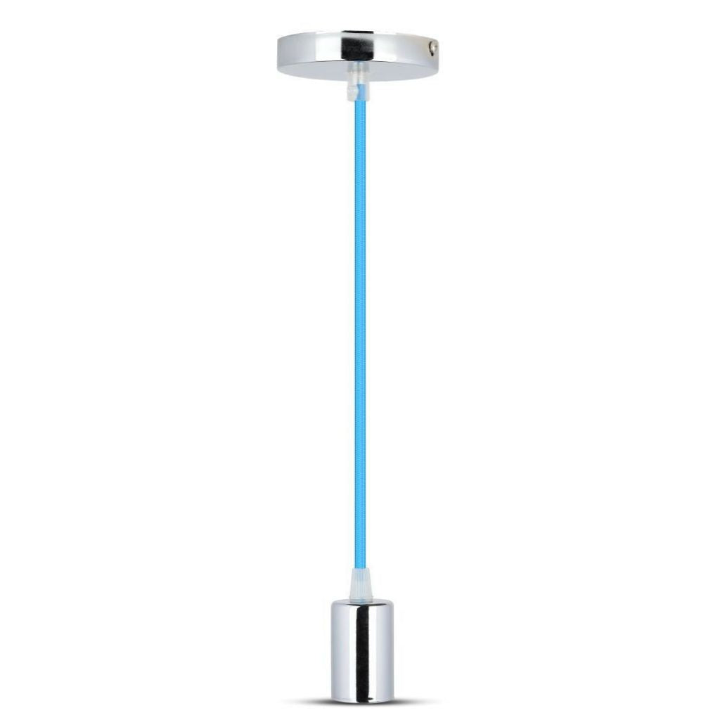 Chrome Metal Cup Pendant Light Blue