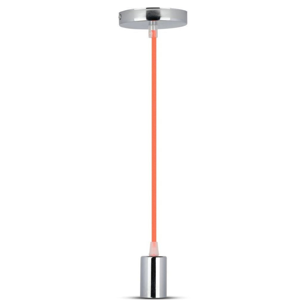 Chrome Metal Cup Pendant Light Orange