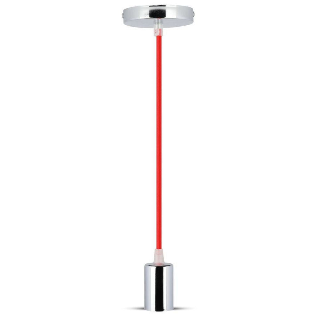 Chrome Metal Cup Pendant Light Red