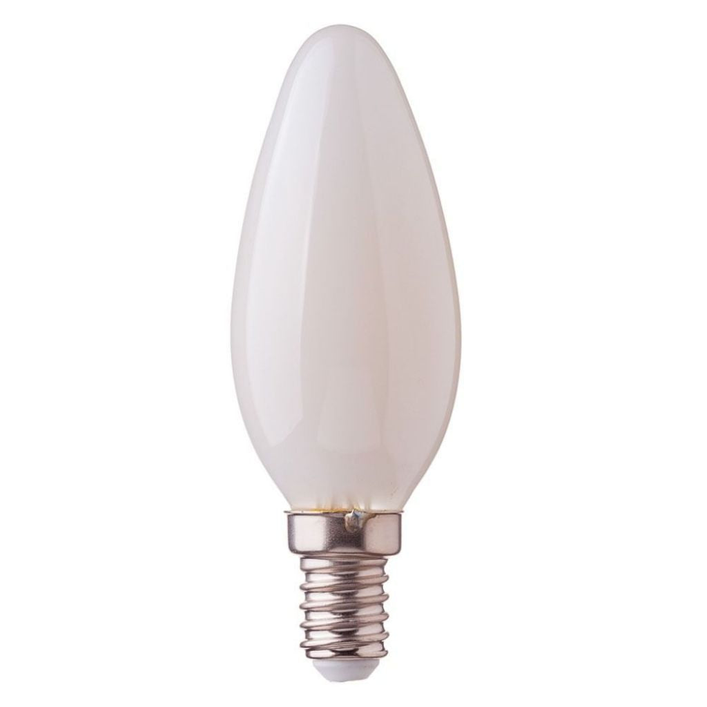 LED Bulb - 4W Cross Filament E14 White Cover Candle 6400K