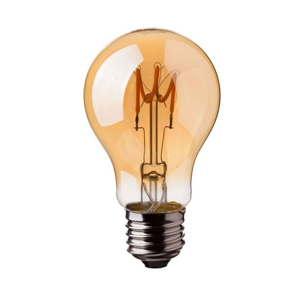 LED Bulb - 3W E27 Filament Gold Glass Curve Shape A60 2200K