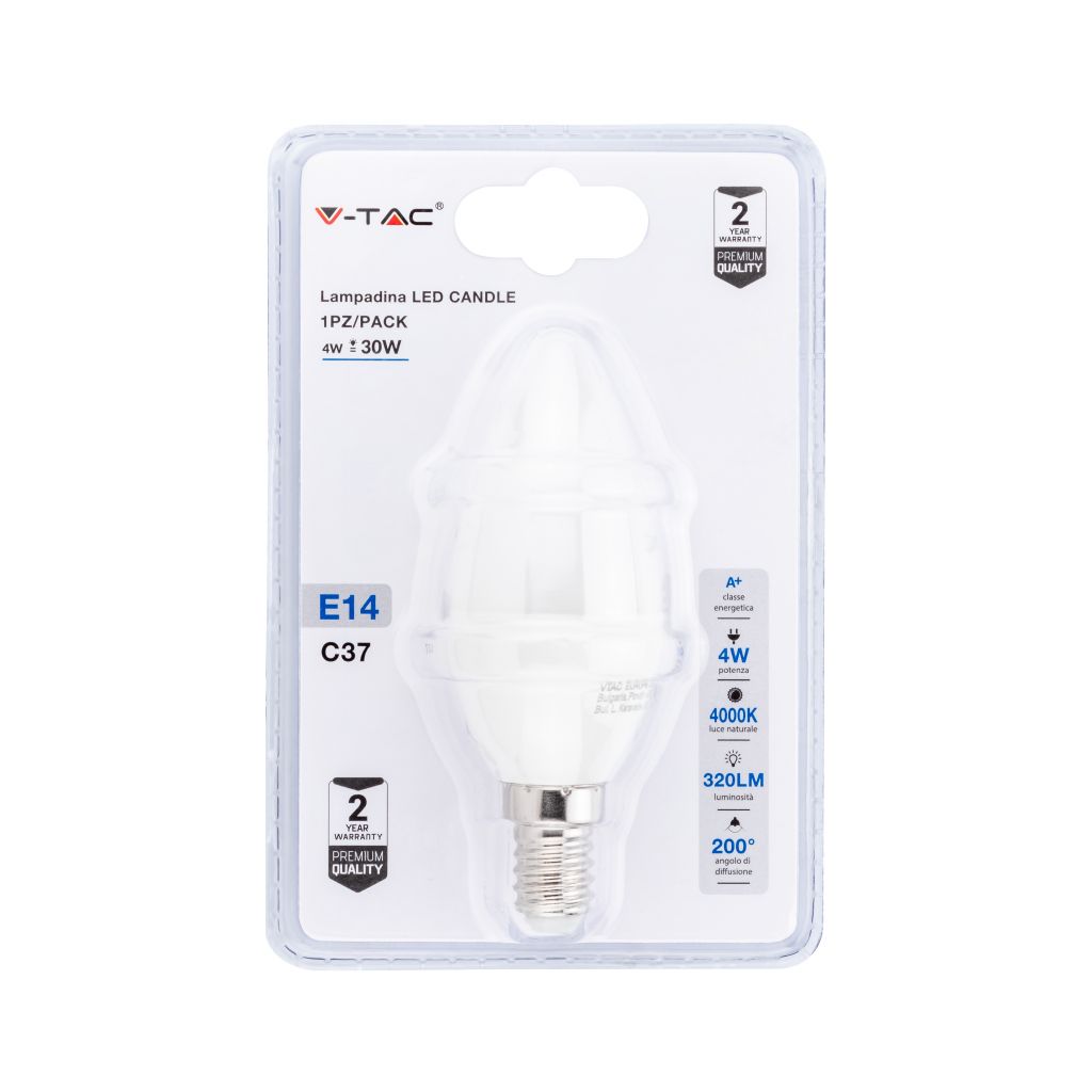 Lampadina LED 4W E14 Candela 4000K (Blister 1 pezzo)