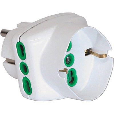 ADATTATORE TRIPLO SCHUKO 16A BIPASSO + SCHUKO FME